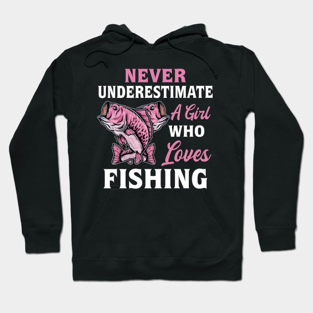Never Underestimate A Girl Who Loves Fishing Hoodie by Red and Black Floral